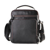Men Large Capacity One Shoulder Leather Messenger Bag - Litchi Texture Black