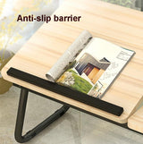 Adjustable Folding Laptop Desk with Cup Holder - Four-speed Lifting Table for Dorms - Walnut