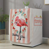 Cartoon Cotton Linen Drum Roller Washing Machine Dust Cover - 83x60x60cm Size - Flamingo