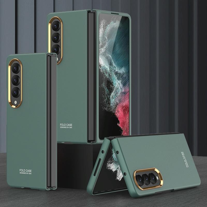 For Samsung Galaxy Z Fold4 5G Electroplating Lens Frame Case - Ultra Thin - Rose Gold