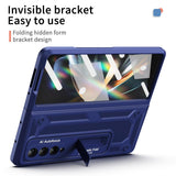 For Samsung Galaxy Z Fold4 5G Telescopic Hinge Foldable Phone Case With Stand - Purple