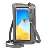 Touch Screen Cross Body Phone Bag Large Capacity - Light Blue - Front View