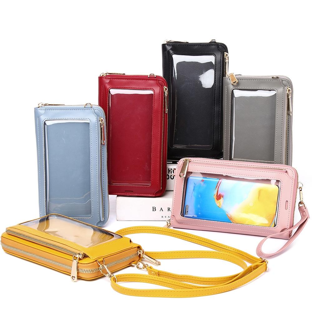 Touch Screen Cross Body Phone Bag Large Capacity - Light Blue