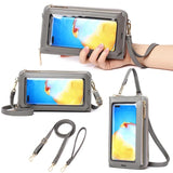 Touch Screen Cross Body Phone Bag Large Capacity - Light Blue - Close-Up Angle