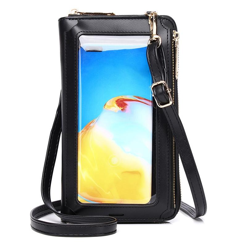 Touch Screen Cross Body Phone Bag Large Capacity - Light Blue