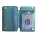 Grid Pattern Card Bag Sticker For Mobile Phones - Blue - Top-Down View