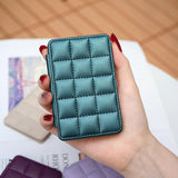 Grid Pattern Card Bag Sticker For Mobile Phones - Blue - Rear View