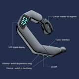 Digital Display Bone Conduction Bluetooth Headset - Sporty Design - Green - Rear View