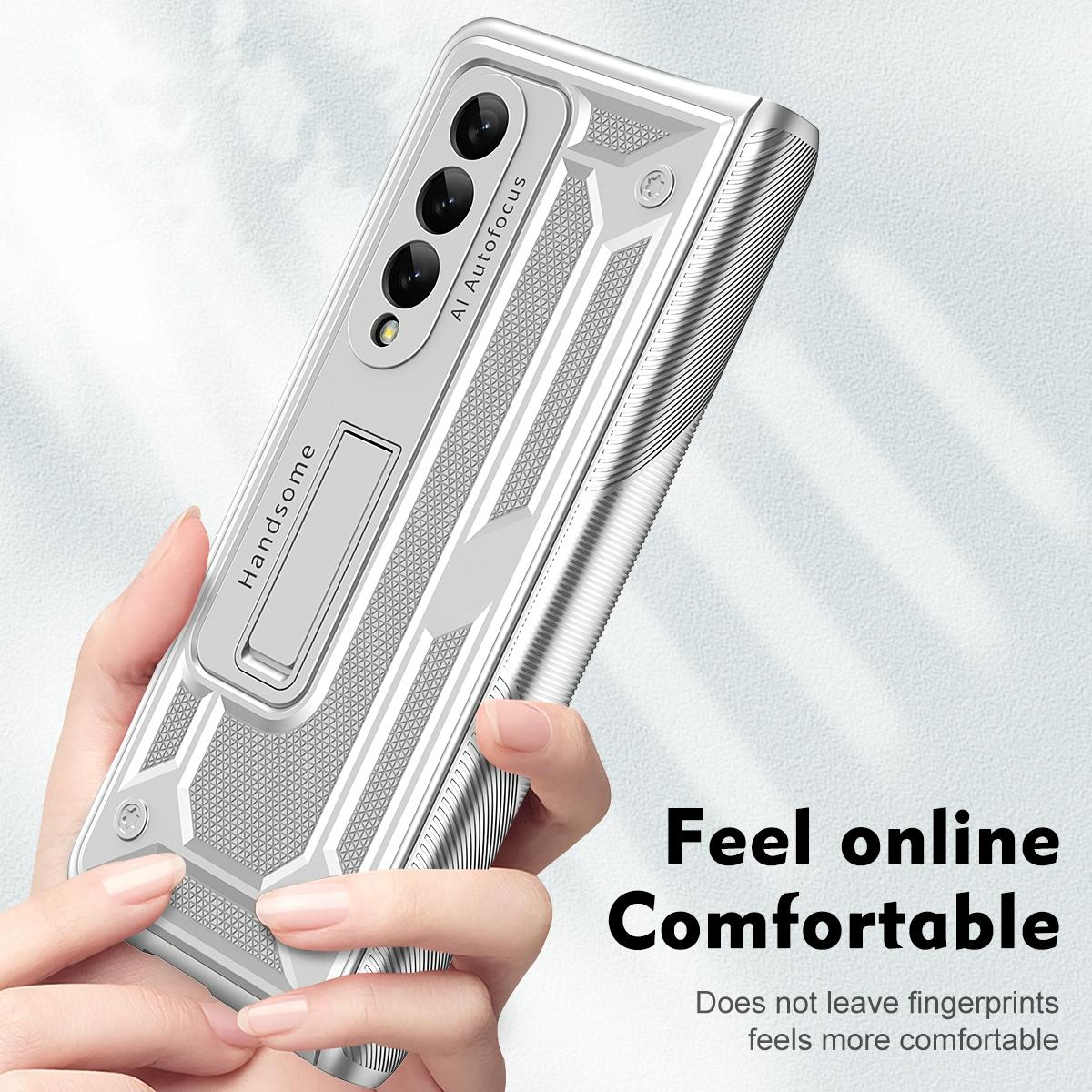 For Samsung Galaxy Z Fold4 5G Shockproof Secure Hinge Phone Case - Silver
