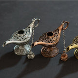Metal Aladdin Magic Lamp Aromatherapy Home Decor Gift - Red Copper - Top-Down View