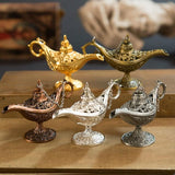 Metal Aladdin Magic Lamp Aromatherapy Home Decor Gift - Red Copper - 45-Degree Angle