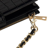 Long Crossbody Mini Shoulder Bag For Coins & Phone - Sapphire Blue - 45-Degree Angle