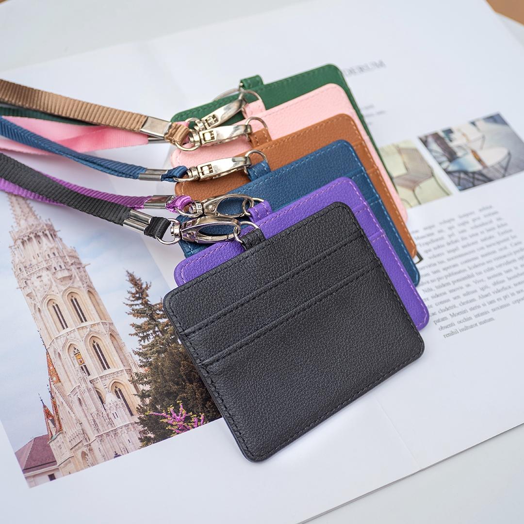 Horizontal Id Card Bag & Lanyard - Purple