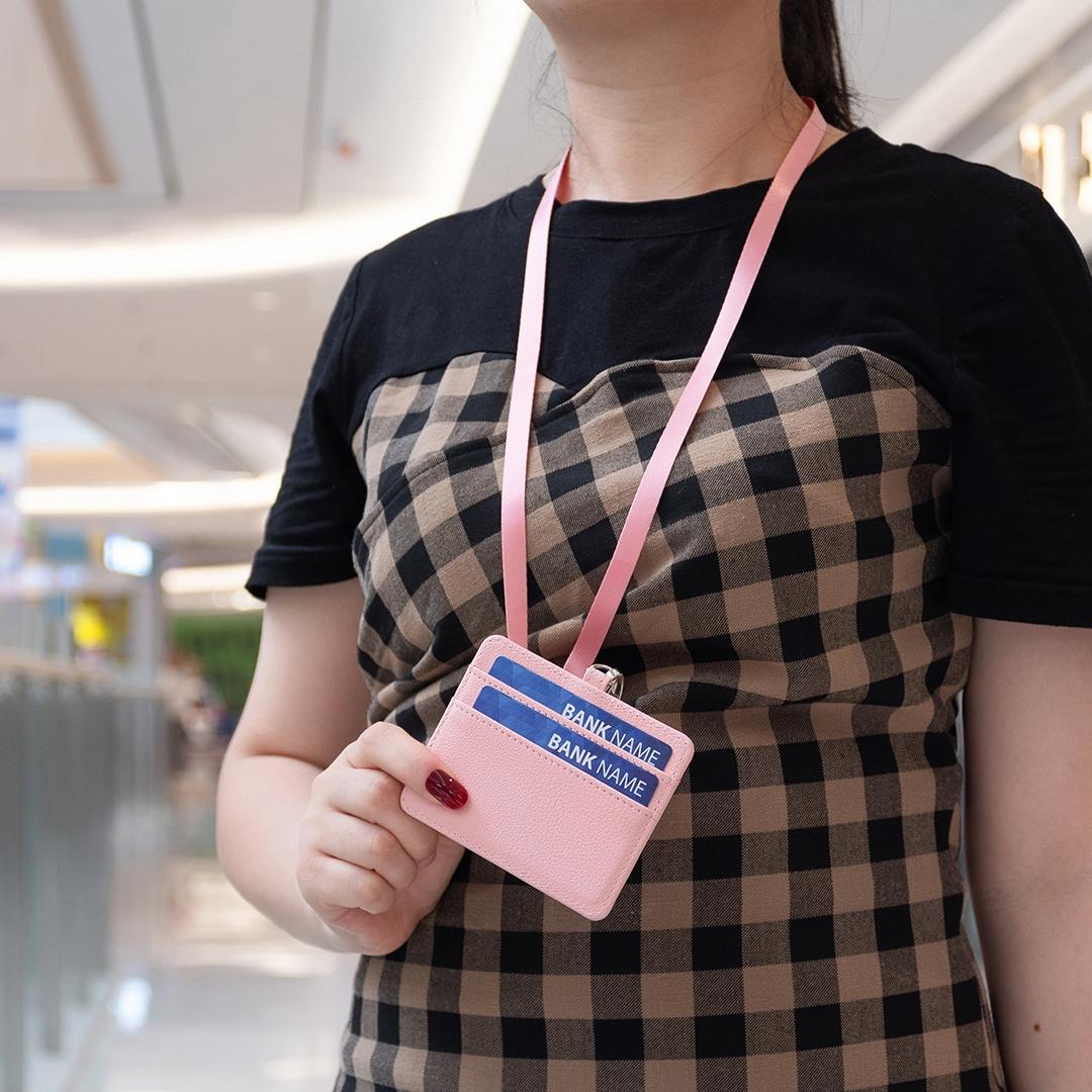 Horizontal Id Card Bag & Lanyard - Purple