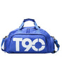 Large Capacity Sports Bag With Wet / Dry Separation - Blue And White