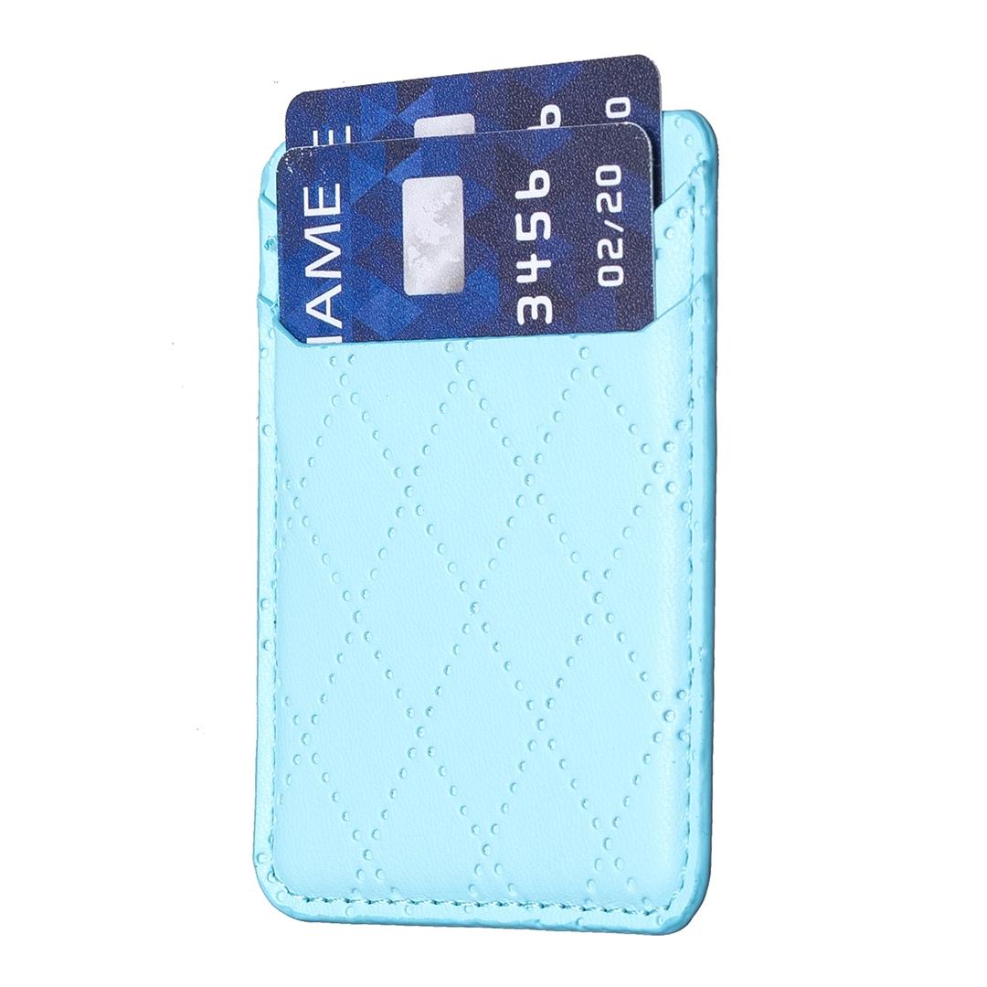 Diamond Lattice Card Bag Sticker For Mobile Phones - Blue