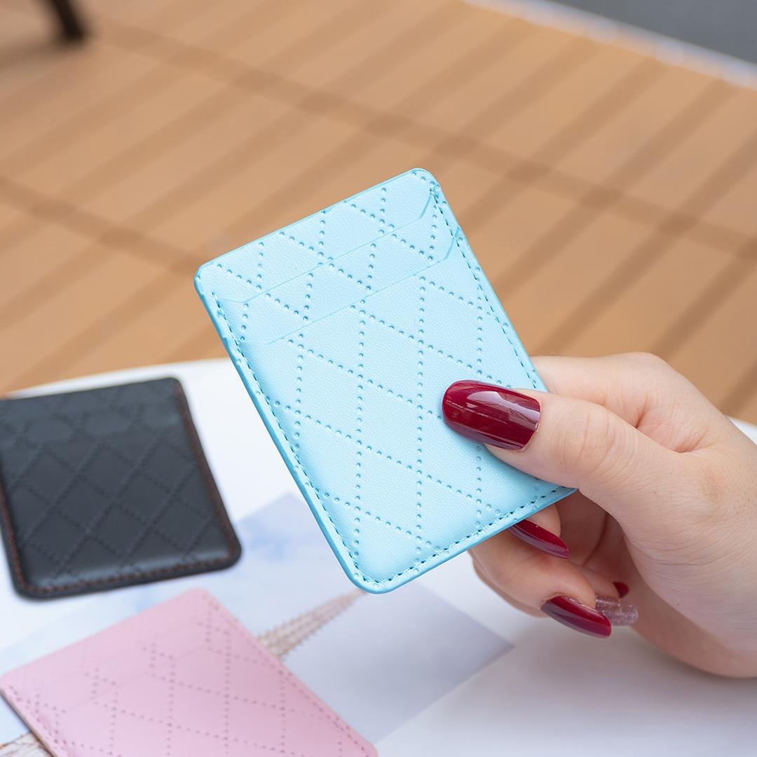 Diamond Lattice Card Bag Sticker For Mobile Phones - Blue