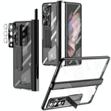 For Samsung Galaxy Z Fold4 5G Magnetic Phone Case With Holder - Plating Finish - Blue