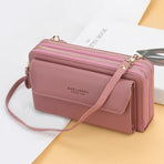 Large Capacity Shoulder Bag With Double Zipper - Dark Pink