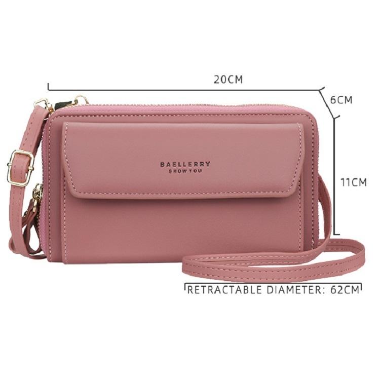 Large Capacity Shoulder Bag With Double Zipper - Dark Pink