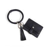 Pu Leather Wrist Ring Key Chain Coin Purse Black - Black Snake