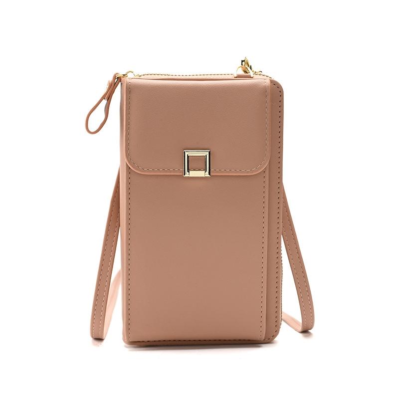 Women Cross Body Phone Purse With Long Strap - Apricot