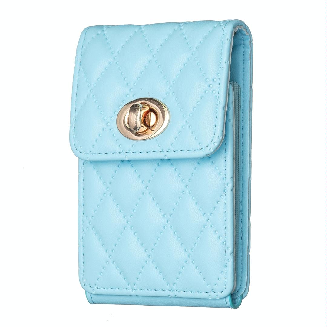 Vertical Card Bag With Metal Buckle For Mobile Phones - Blue