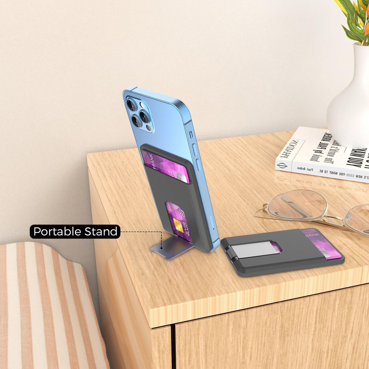 Universal Mobile Phone Card Holder Organizer Bag - Purple