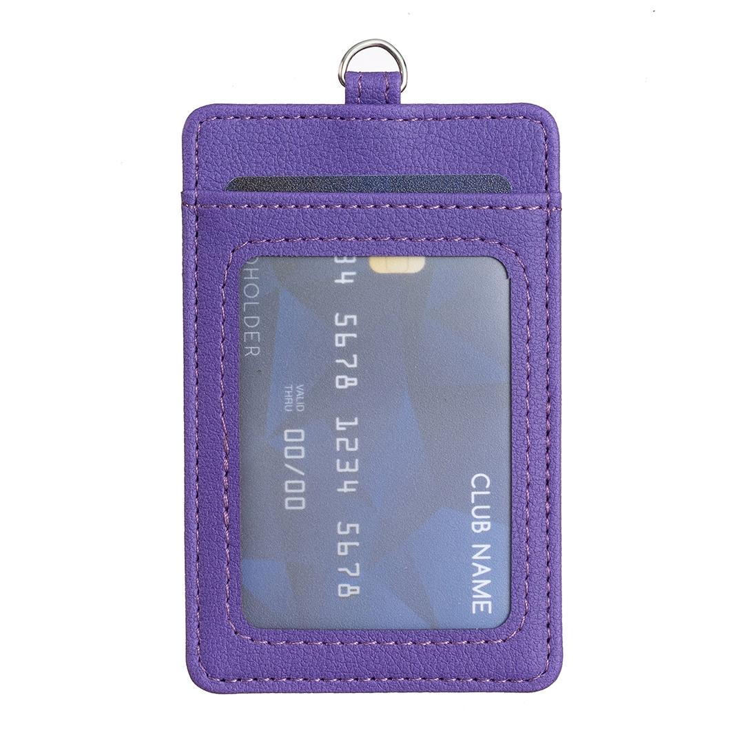 Vertical Id Card Bag & Lanyard - Purple