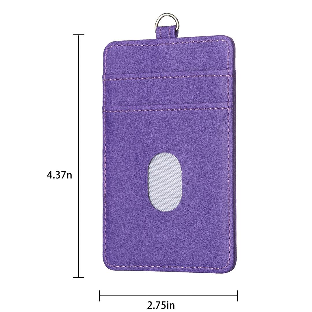 Vertical Id Card Bag & Lanyard - Purple