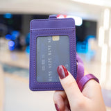 Vertical Id Card Bag & Lanyard - Purple