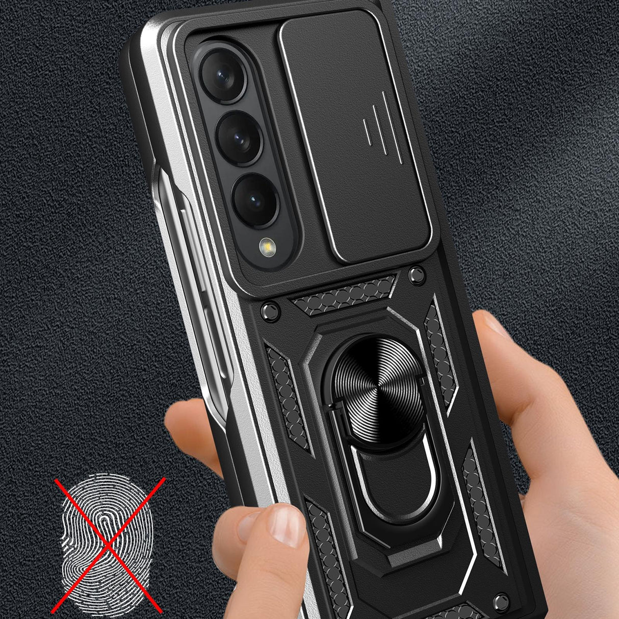 For Samsung Galaxy Z Fold4 5G Tpu Pc Case With Sliding Camera Cover - Gold