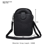 Litchi Texture Phone Crossbody Bag Leather Case For 5.5 Inch - 7.2 Inch Phones - Black