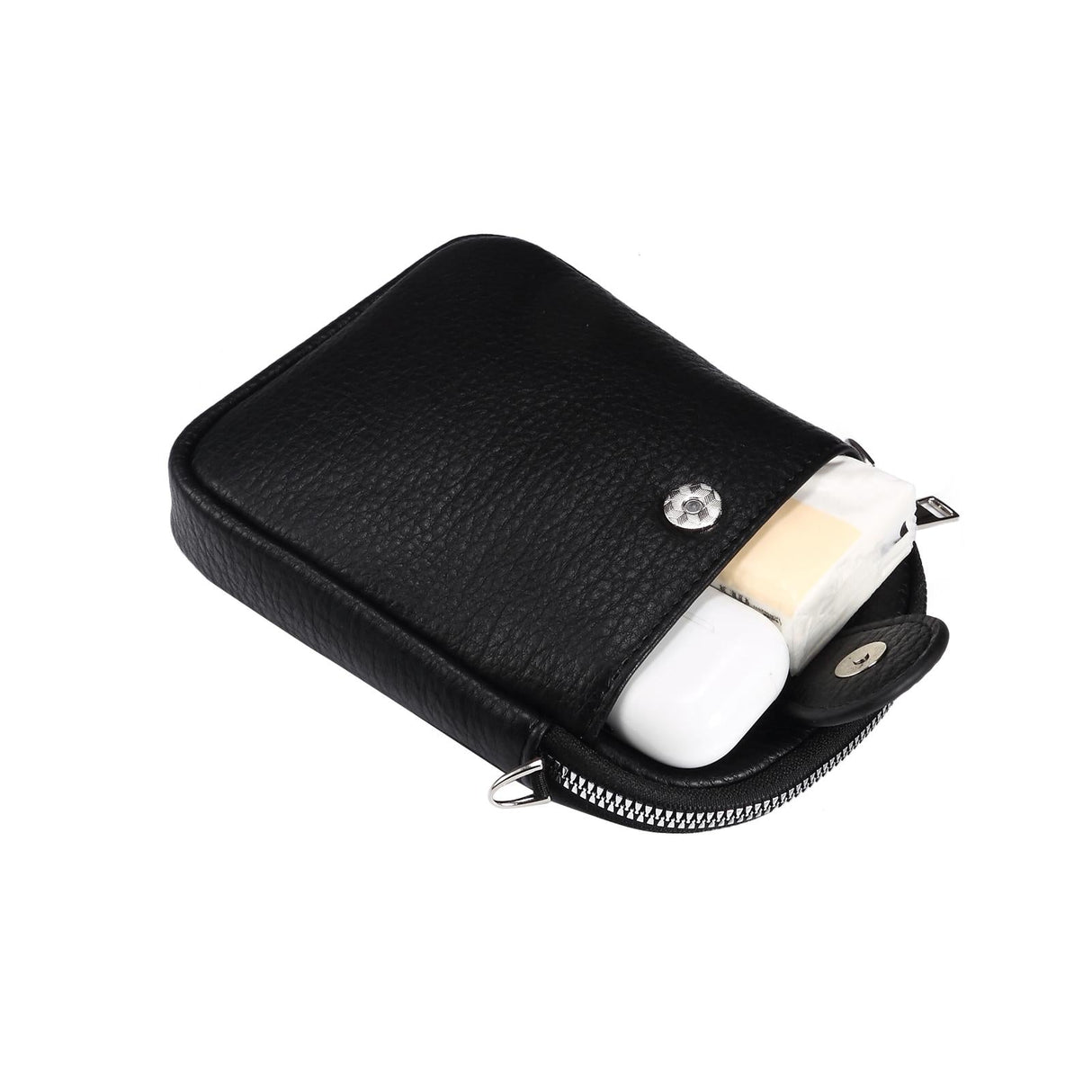 Litchi Texture Phone Crossbody Bag Leather Case For 5.5 Inch - 7.2 Inch Phones - Black