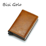 Anti Magnetic Rfid Leather Metal Wallet Universal Fit Black - Red
