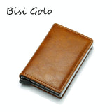 Anti Magnetic Rfid Leather Metal Wallet Universal Fit Black - Red