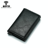 Anti Magnetic Rfid Leather Metal Wallet Universal Fit Black - Red - Extra Image