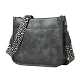 Leopard Print Waterproof Crossbody Tote Bag - Grey - Side View