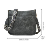 Leopard Print Waterproof Crossbody Tote Bag - Grey - Top-Down View