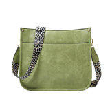 Leopard Print Waterproof Crossbody Tote Bag - Grey - Close-Up Angle