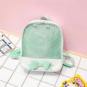 Mini Clear Kids Backpack with Bow - Perfect for School - Black Pink