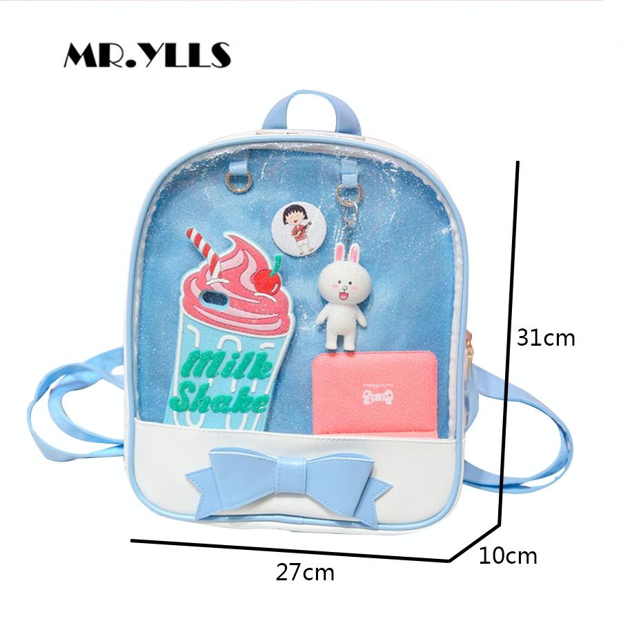 Mini Clear Kids Backpack with Bow - Perfect for School - Black Pink