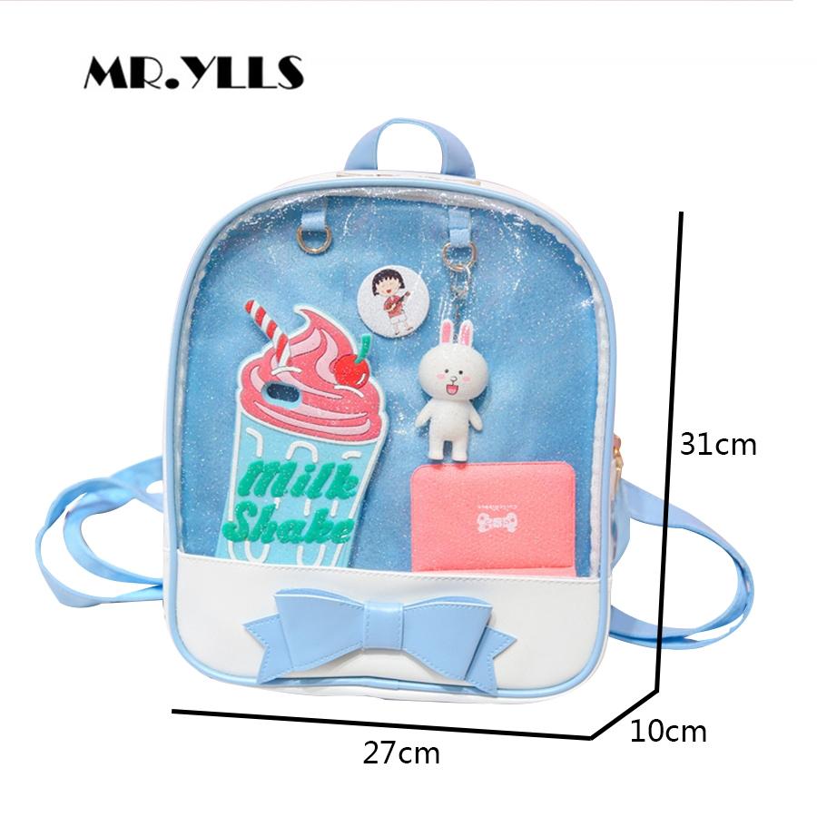 Mini Clear Kids Backpack with Bow - Perfect for School - Black Pink