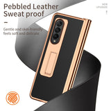 For Samsung Galaxy Z Fold4 5G Premium Litchi Leather Hinged Phone Case - With Pen - Black - Front View