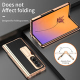 For Samsung Galaxy Z Fold4 5G Premium Litchi Leather Hinged Phone Case - With Pen - Black