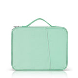 Leather Portable Bag with Cloth Texture - White - Front View