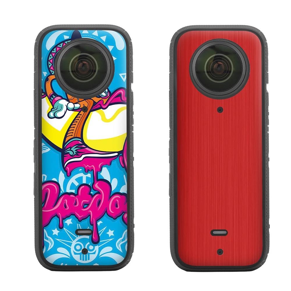 Protective Film Stickers for Dji Insta360 X3 Panoramic Camera - Bulls + Brushed Red