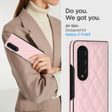 For Samsung Galaxy Z Fold4 5G Foldable Microfiber Phone Case - Rhombic Design - Pink