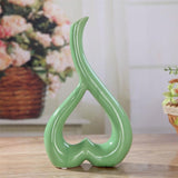 Creative Heart-shaped Ceramic Flower Vase for Home Office or Wedding Decor - Green - Low Angle