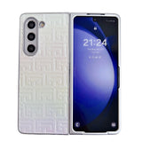 For Samsung Galaxy Z Fold4 5G Geometric Gradient Leather Phone Case - Pearlescent Finish - Green - Front View